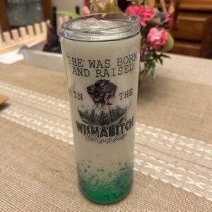 Green and White Tumbler with Quote